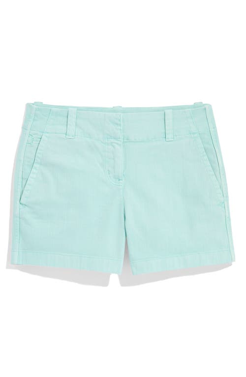 Herringbone Stretch Cotton Shorts in Bleached Aqua