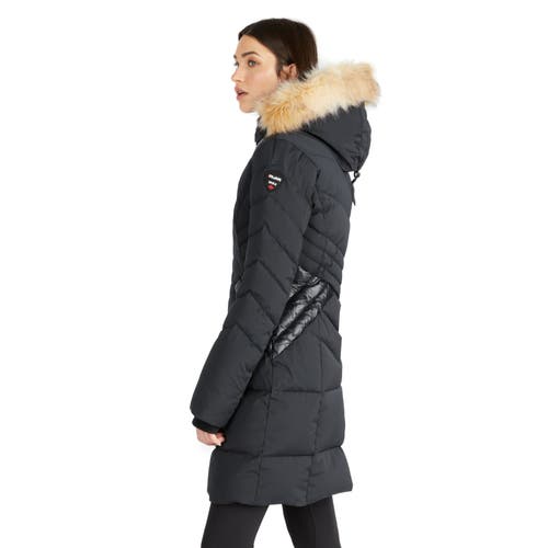 PAJAR PAJAR COUNTESS MIXED MEDIA QUILTED COAT WITH DETACHABLE HOOD AND FAUX FUR TRIM