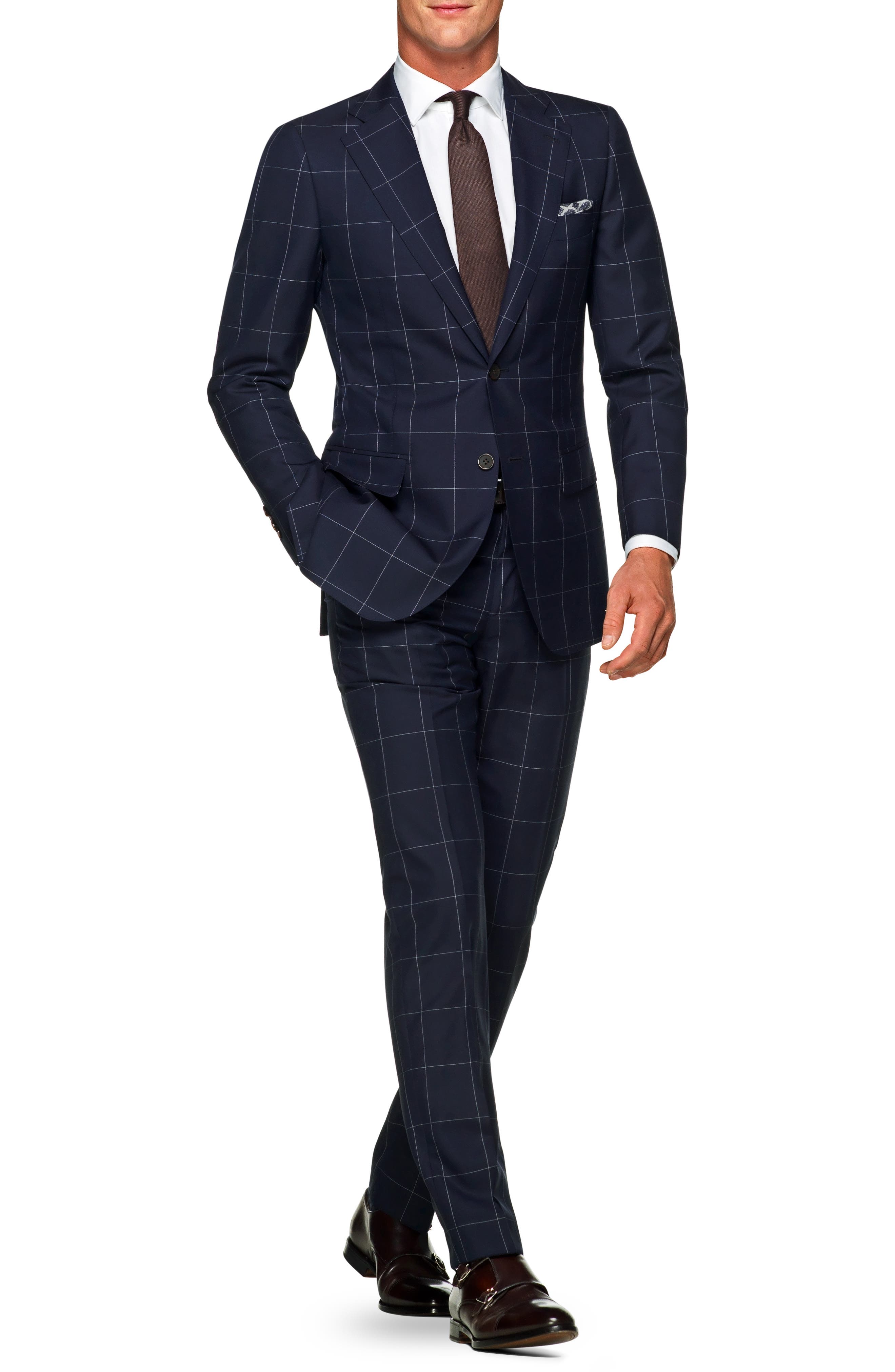 Suitsupply Lazio Navy Check Slim Fit Wool Suit Modesens