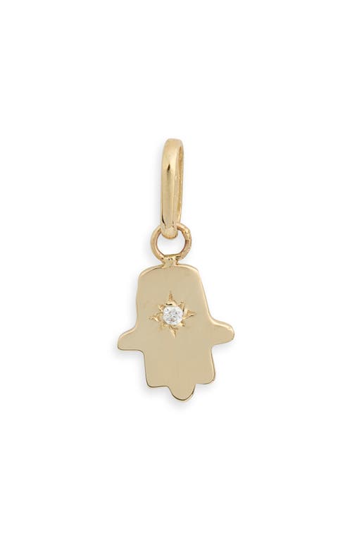 Anzie Love Letter Diamond Hamsa Pendant in Yellow Gold 