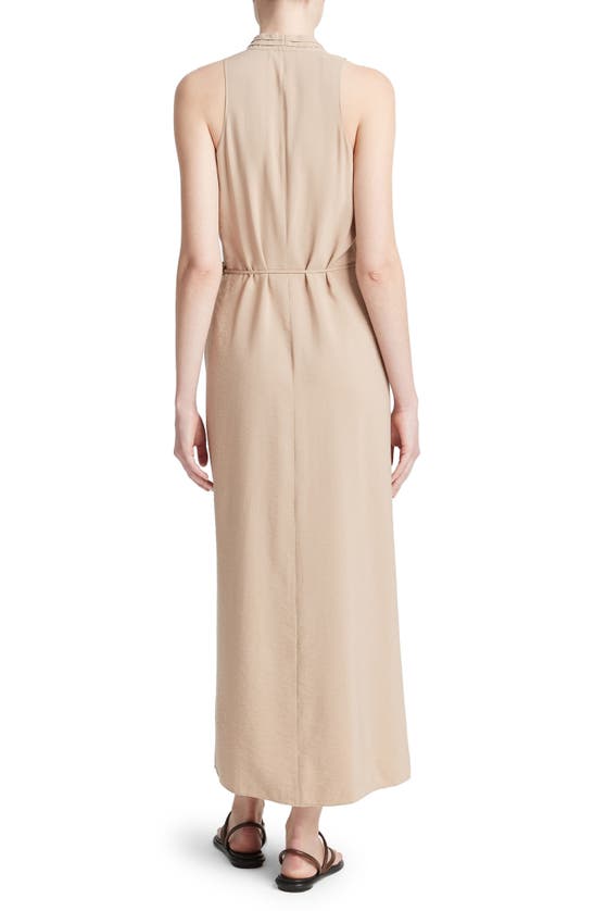 Shop Vince Sleeveless Wrap Dress In Pale Wheat