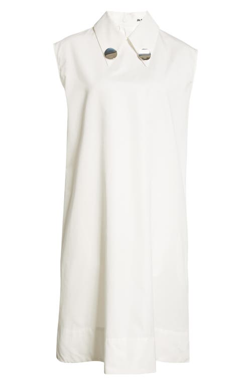 Shop Jil Sander Point Collar Cotton & Silk Shift Dress In Latte