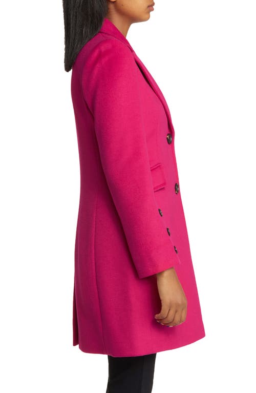 Shop Sam Edelman Reefer Single Breasted Wool Blend Twill Jacket In Magenta