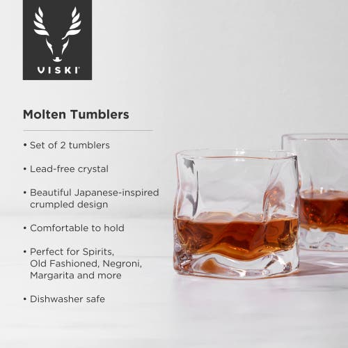 Viski Crystal Molten Tumblers Set Of 2 In Clear