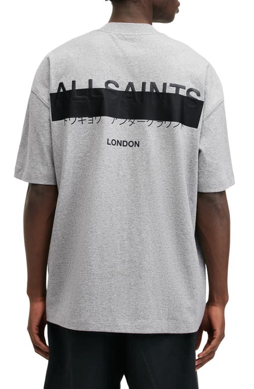 Shop Allsaints Redact Embroidered Graphic T-shirt In Grey Marl