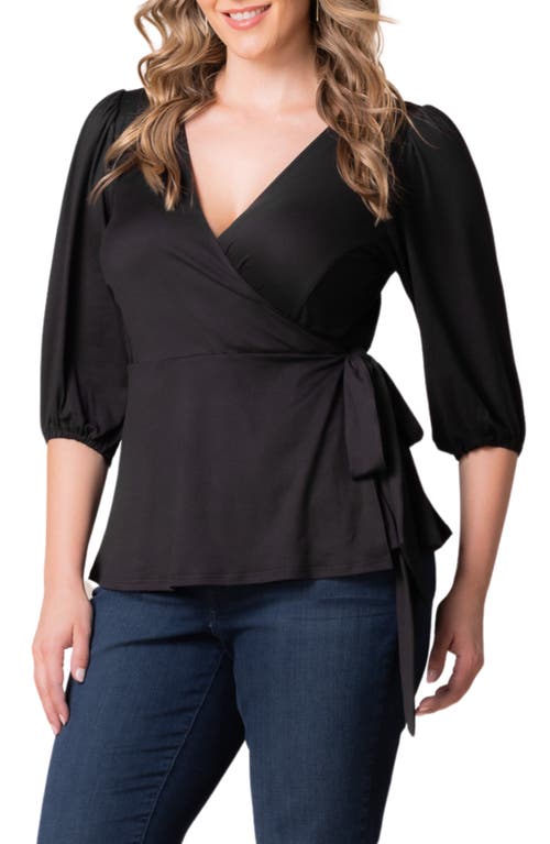 Shop Kiyonna Nina Wrap Top In Black Noir