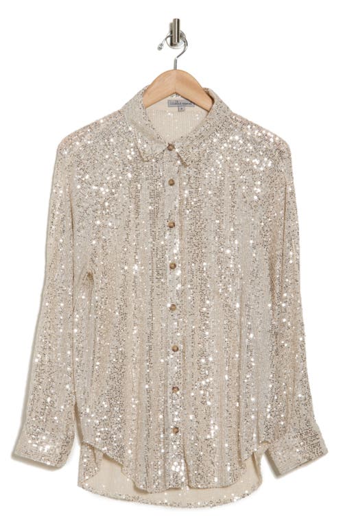 Wishlist Sequin Button-up Blouse In Champagne