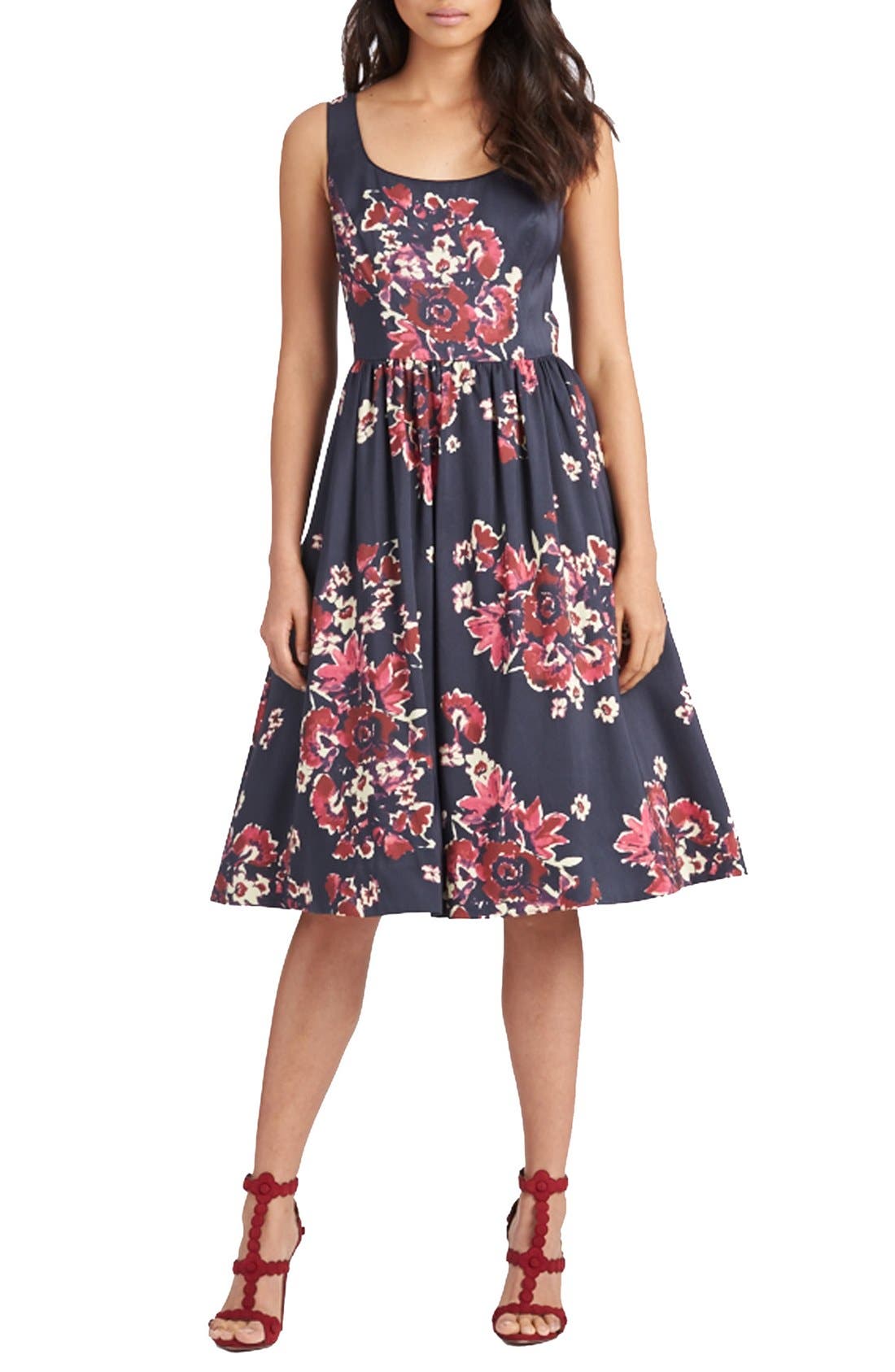 Donna Print Cotton Blend Midi Dress Nordstrom