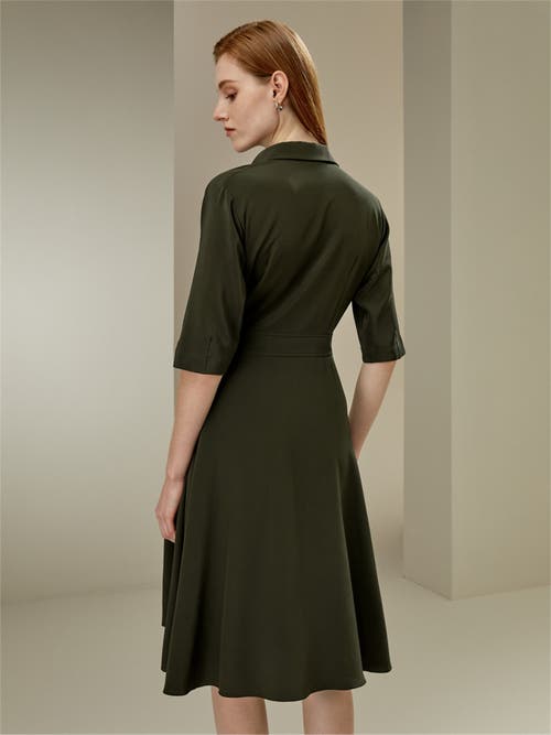 Shop Lilysilk Front Tie Wrap Silk Dress In Olive Green