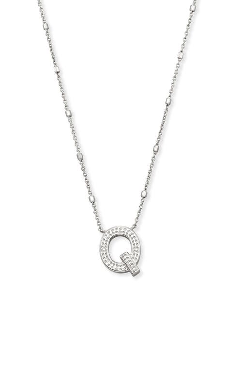 Kendra Scott Initial Pendant Necklace in Rhodium Metal-Q at Nordstrom