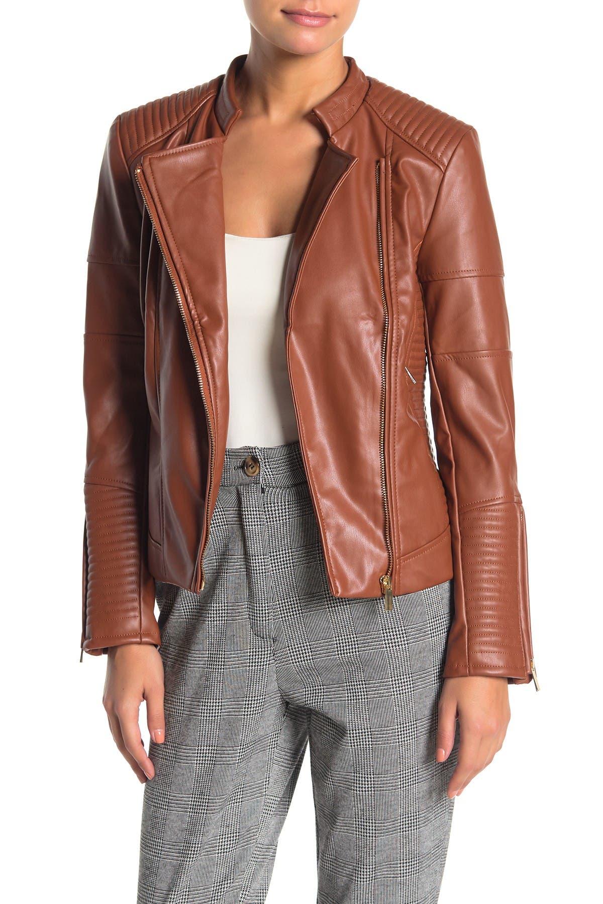 catherine malandrino faux leather jacket