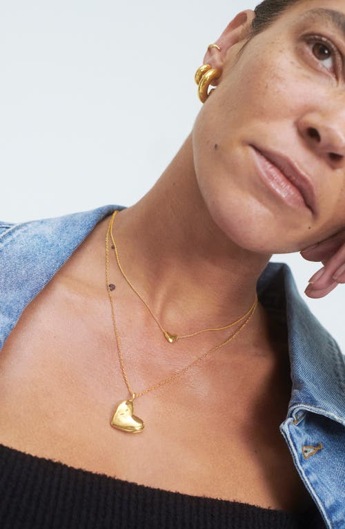 Monica Vinader Heart Locket Pendant Necklace In 18ct Gold Vermeil/ss