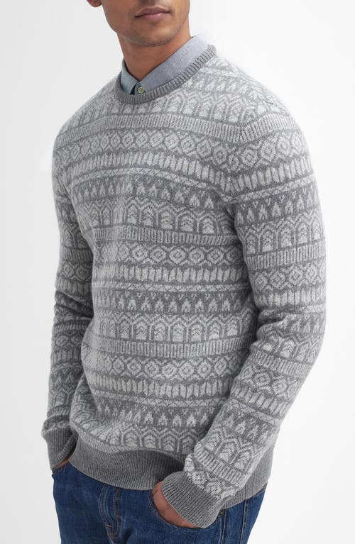 Shop Barbour Stonebeck Fair Isle Wool Sweater In Grey Marl