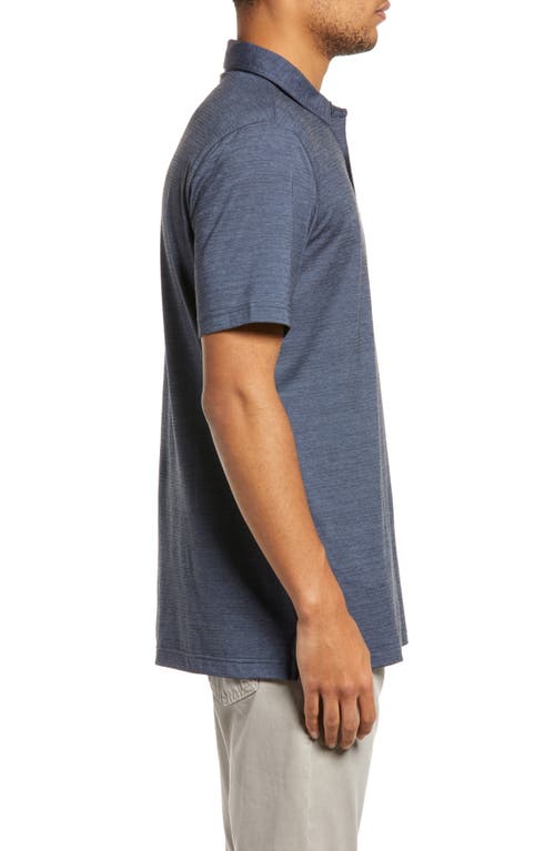 Travismathew The Heater Solid Short Sleeve Performance Polo In Vintage Indigo/black