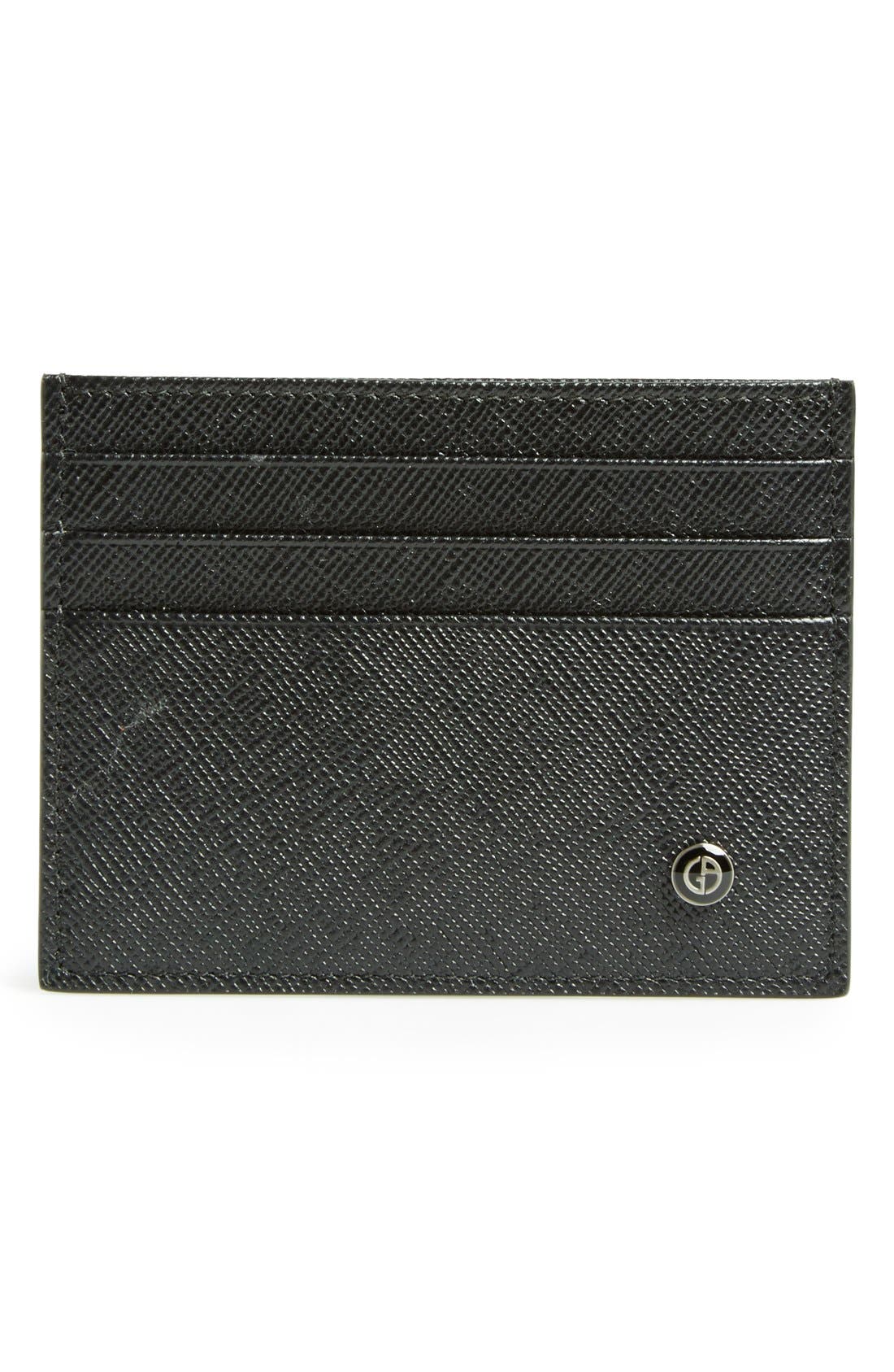 Armani Saffiano Leather Card Holder Nordstrom