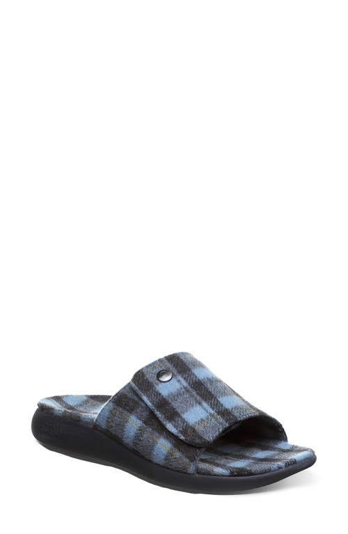 Den Tartan Wool Slide Sandal in Light Blue