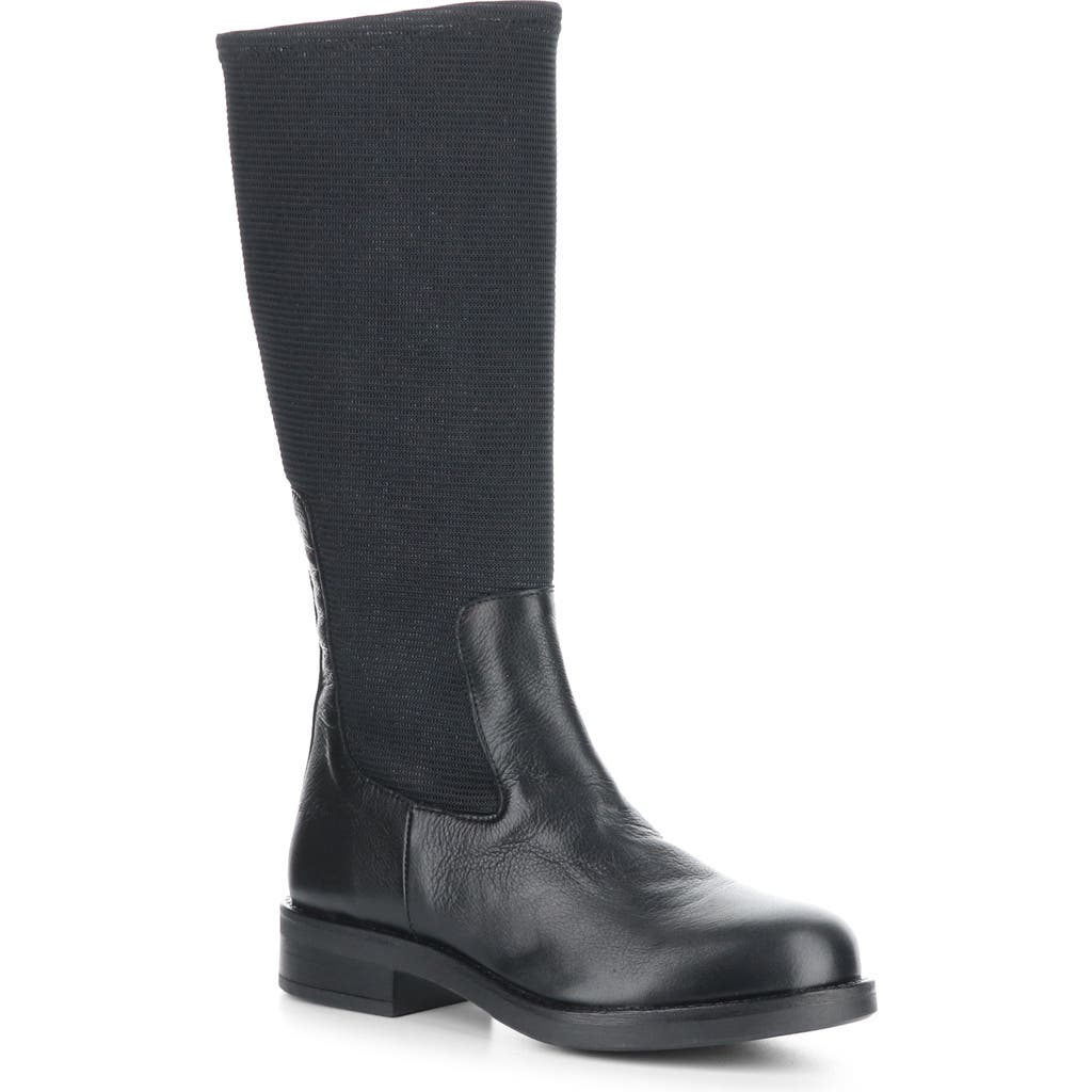 Bos. & Co. Noise Waterproof Knee High Boot In Black Feel/woven Stretch