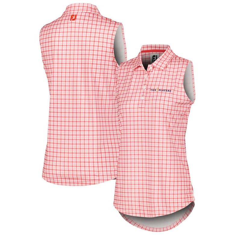 Footjoy Pink The Players Gingham Sleeveless Polo
