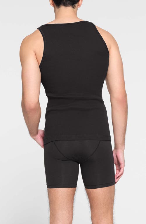 Shop Skims 3-pack Rib Stretch Cotton Tanks In Onyx