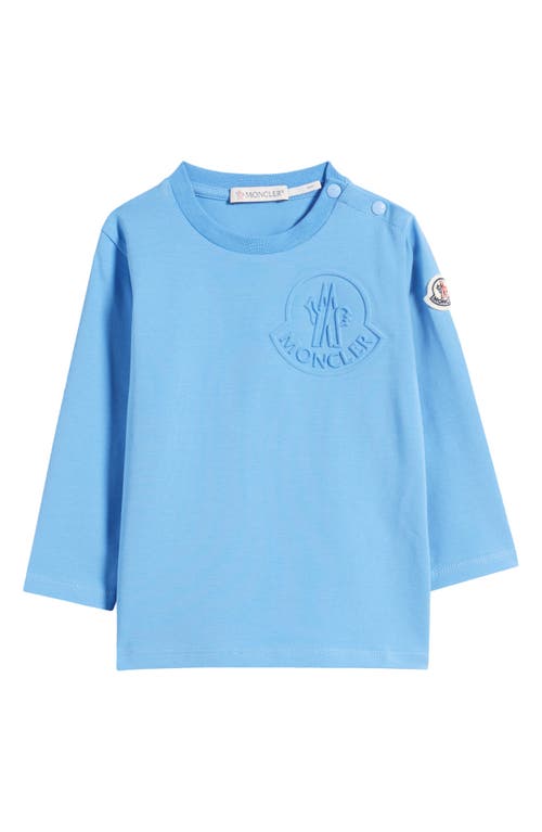 Moncler Kids' Logo Embossed Stretch Cotton Jersey T-Shirt in Blue at Nordstrom, Size 12-18M