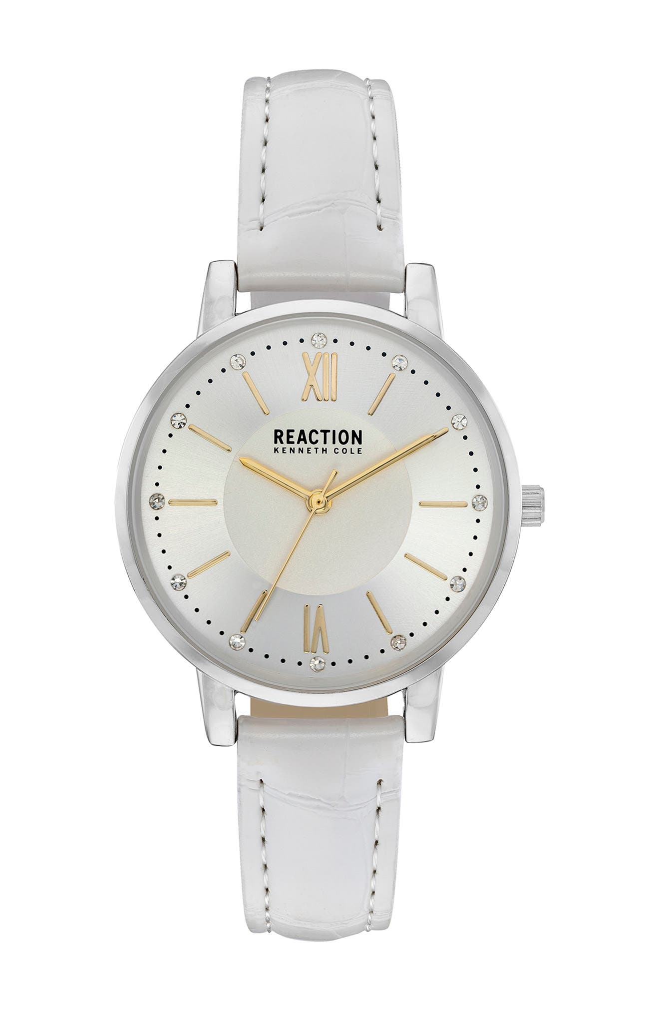 Kenneth Cole Reaction Women's Reaction Croc Embossed Strap Watch In White