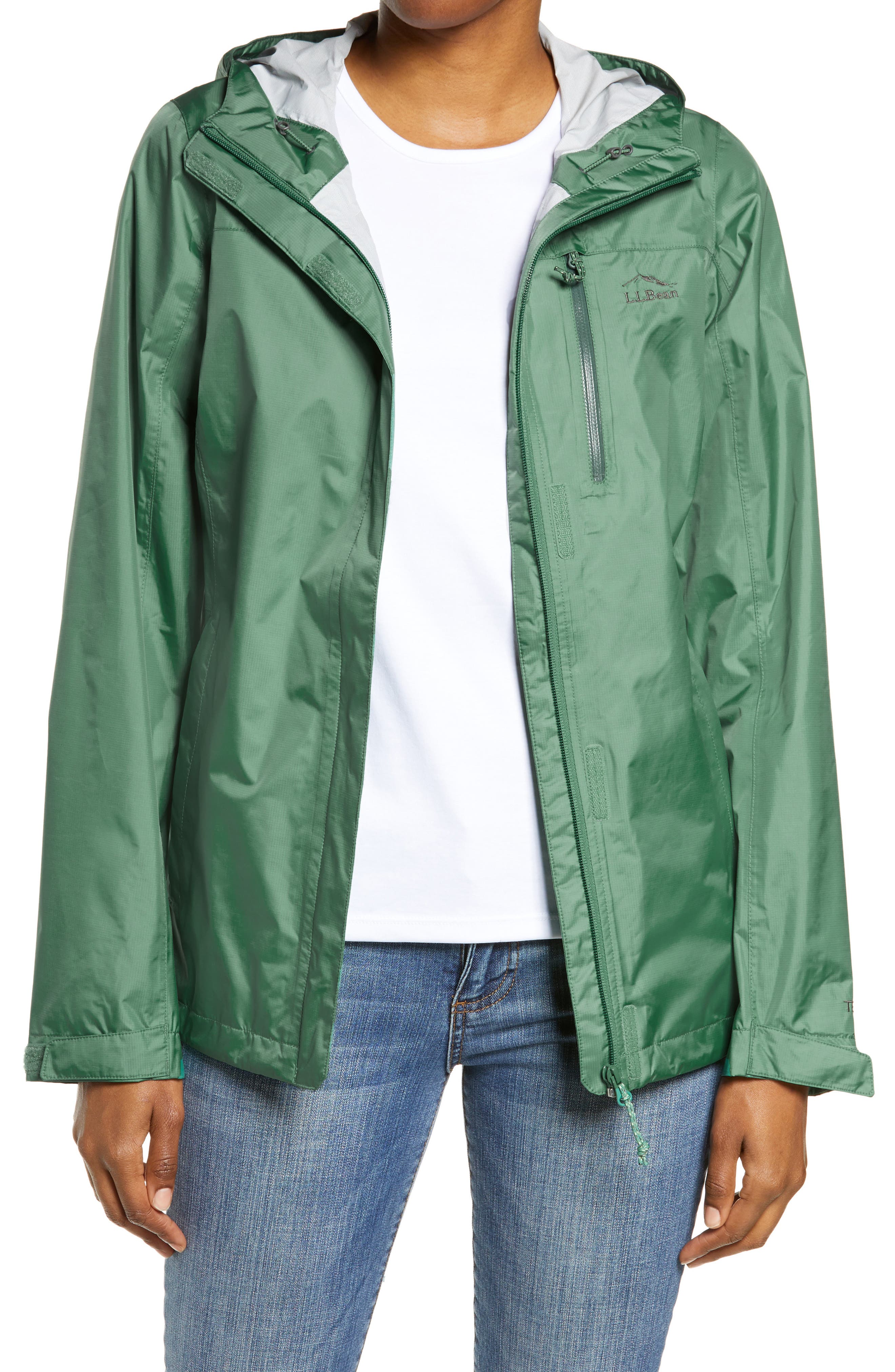 dark green rain coat