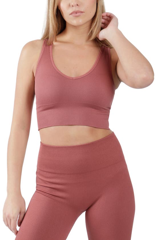 90 Degree By Reflex - Women's Seamless V-Neck Crop Ribbed Tank Top - French  Toast - X Large