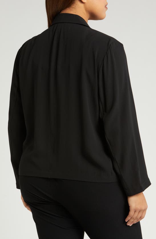 Shop Eileen Fisher Crop Silk Blazer In Black