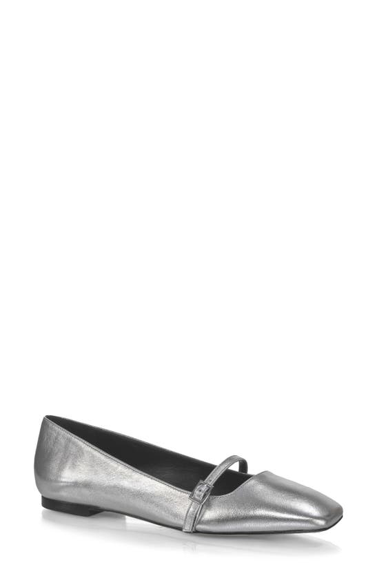 Shop Marion Parke Mary Jane Ballet Flat In Silver Metallic