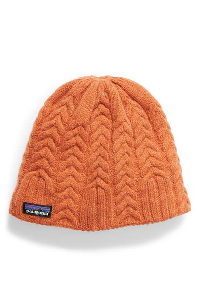 Patagonia Cable Beanie In Sns Sunset Orange