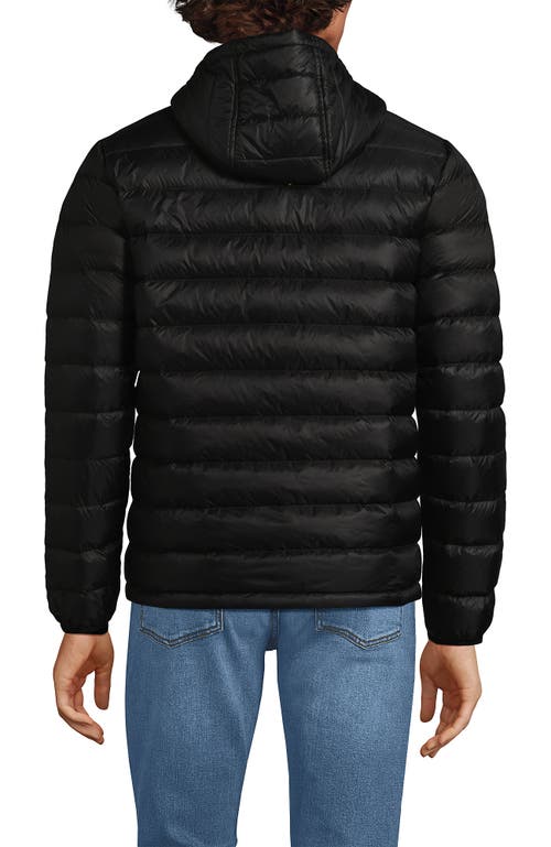 Shop Lands' End Wanderweight Ultralight Packable Hooded Down Jacket In Black