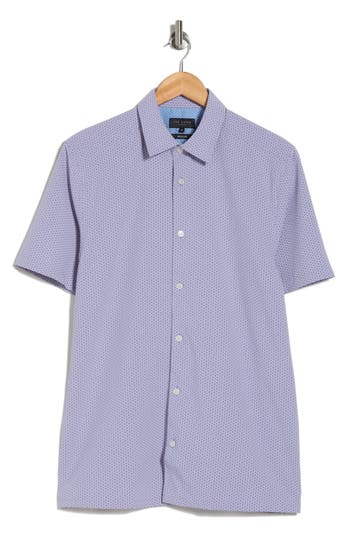 Shop Ted Baker London Geo Print Button-up Shirt In Lilac
