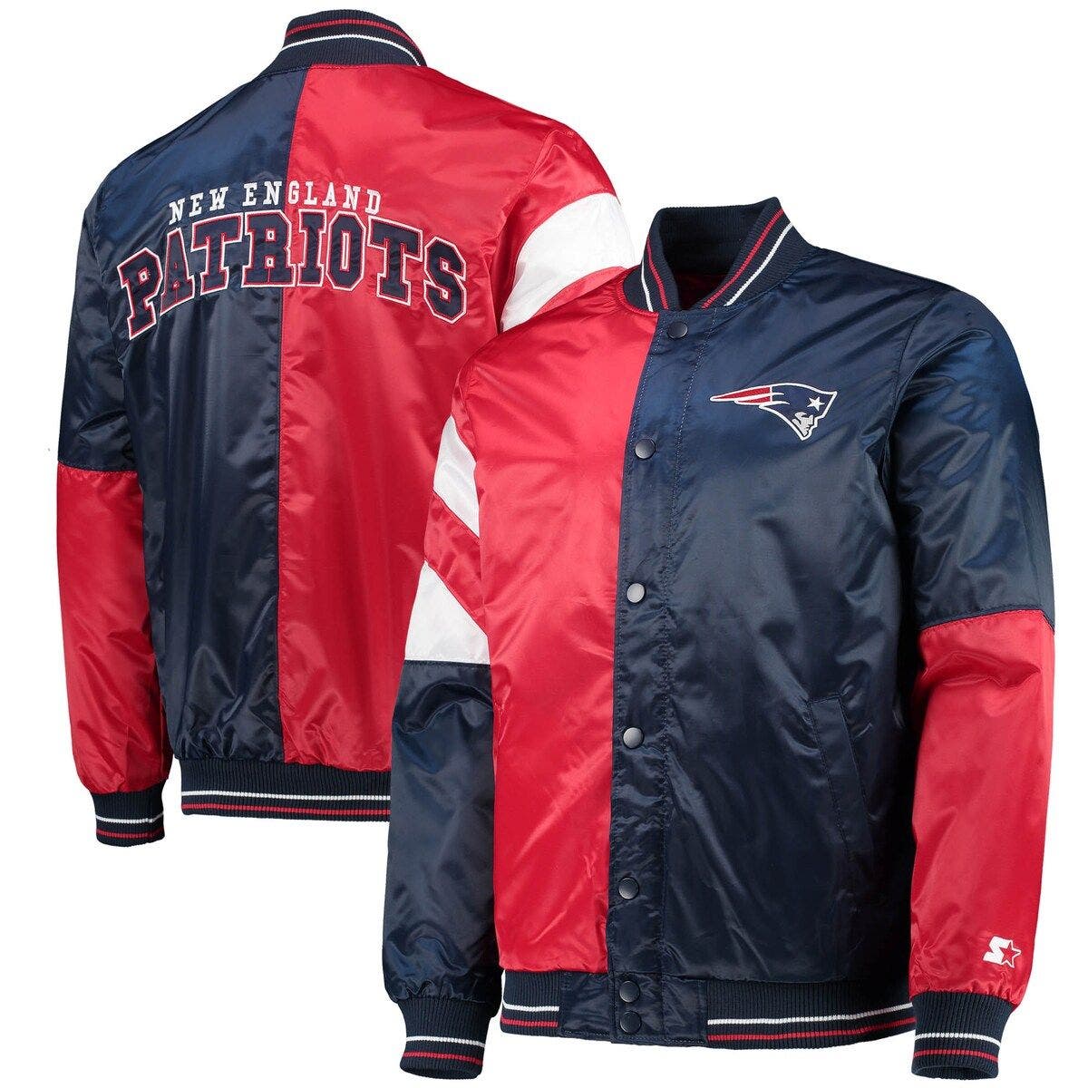 Men's New England Patriots Starter Navy/Red Logo Extreme Full-Zip Hoodie