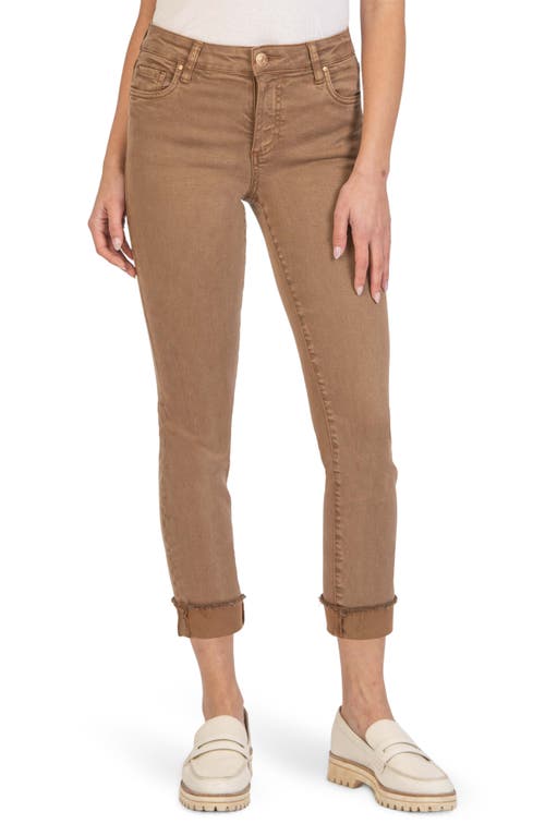 KUT from the Kloth Amy Fray Hem Crop Skinny Jeans in Chestnut