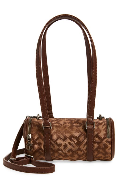 Shop Telfar Small Monogram Jacquard Duffle Bag In Chocolate Monogram