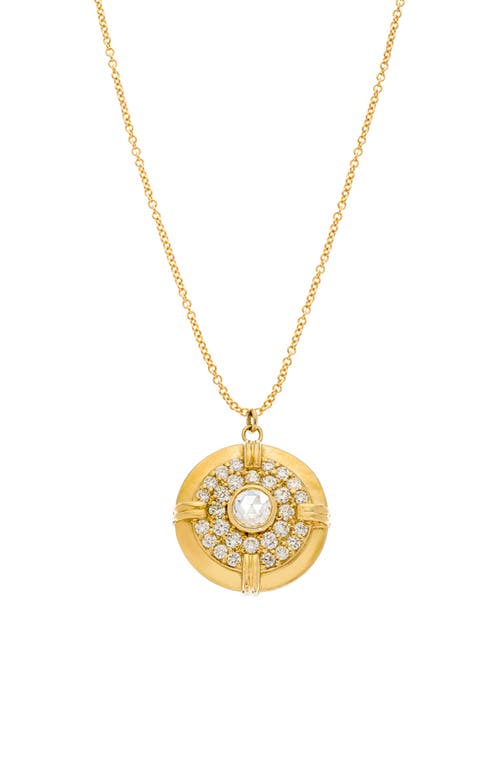 Sethi Couture Nora Diamond Medallion Pendant Necklace in Yellow Gold at Nordstrom, Size 18 In