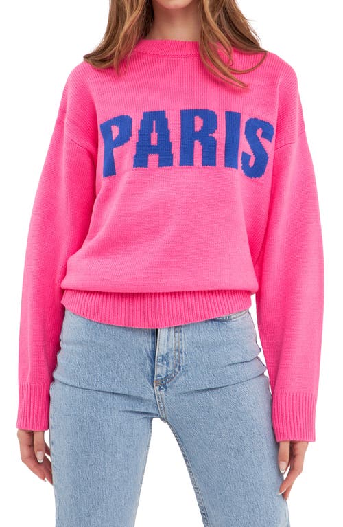 Paris Crewneck Sweater in Pink/Blue