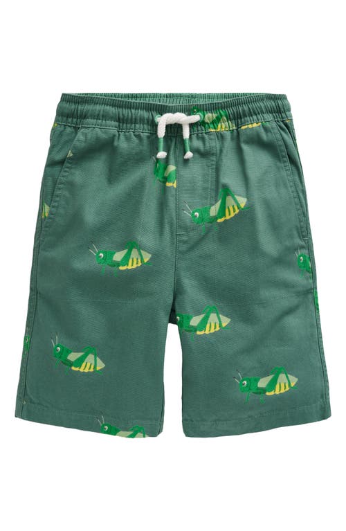 Mini Boden Kids' Grasshopper Print Cotton Shorts Pea Green at Nordstrom,