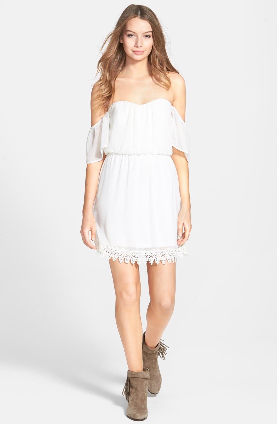 Socialite Strapless Crochet Trim Dress Nordstrom