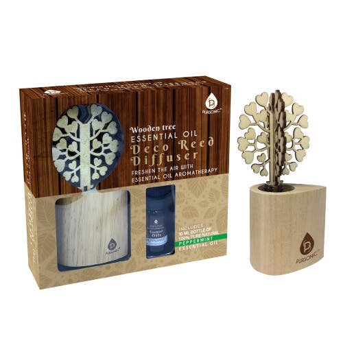 Shop Pursonic 3d Tree Reed Diffuser With 100% Pure Lavender Essential Oil In Brown- Peppermint Oil