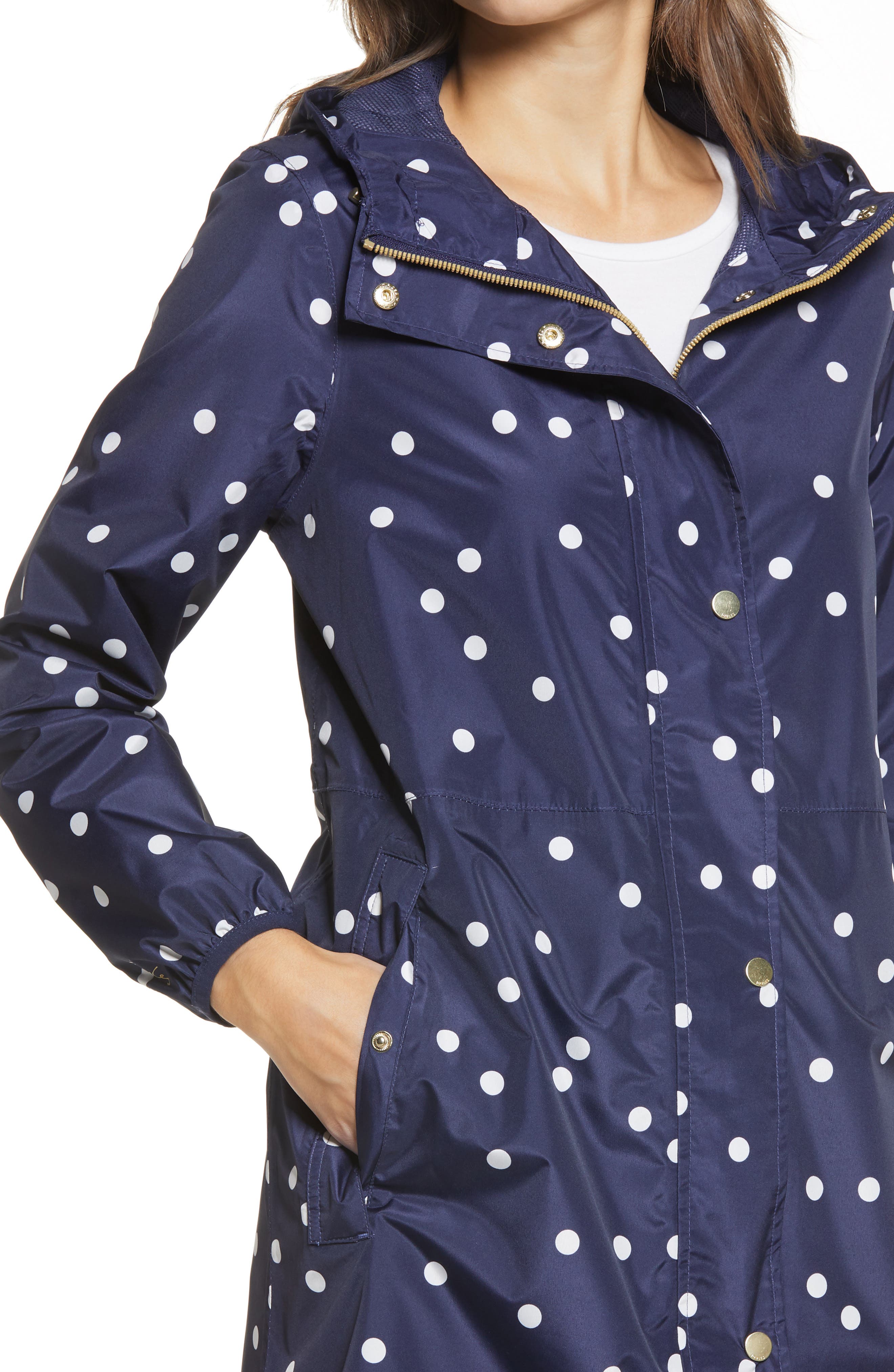 Joules Women's Weybridge Polka Dot Packable Waterproof Raincoat Nordstrom