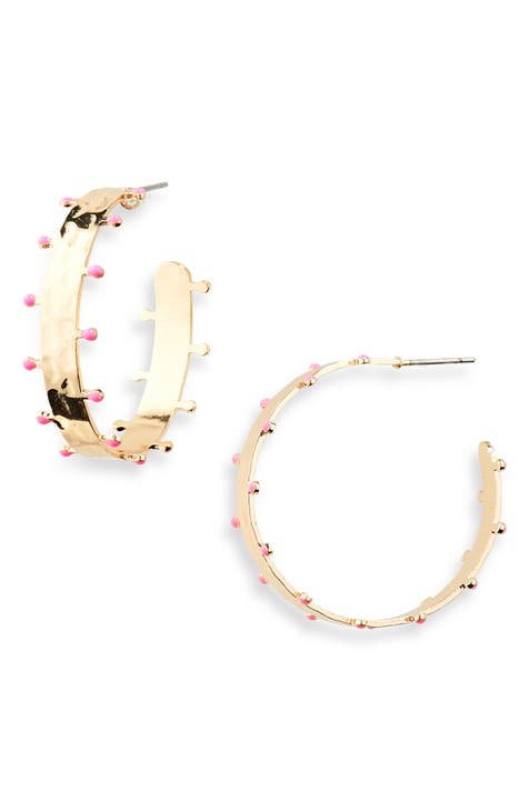 Enamel Bead Hoop Earrings