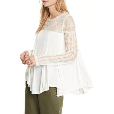 Free People Jojo Mixed Media Long Sleeve Tee, Ivory