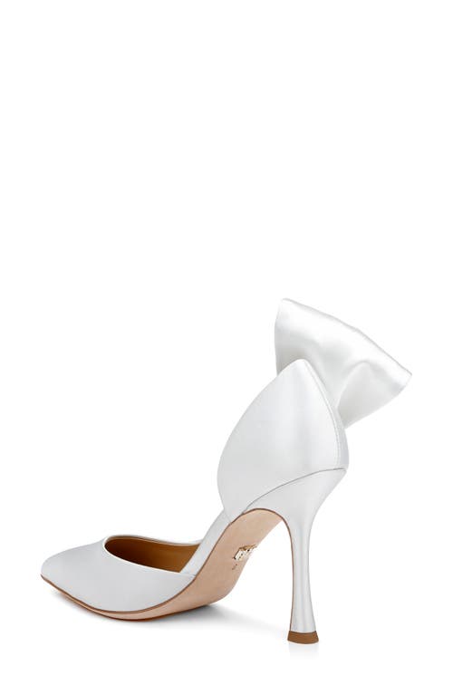 Shop Badgley Mischka Collection Alejandra Pointed Toe Half D'orsay Pump In White Satin