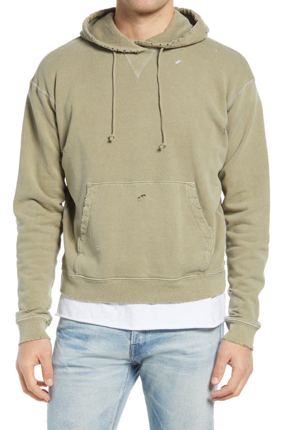 John Elliott Folsom Distressed Hoodie In Olive
