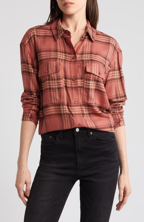 Shop Treasure & Bond Boxy Plaid Flannel Button-up Shirt In Rust Marsala Viola Plaid