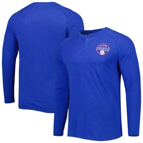 Men's Concepts Sport Heathered Royal Philadelphia 76ers Left Chest Henley Raglan Long Sleeve T-Shirt in Heather Royal