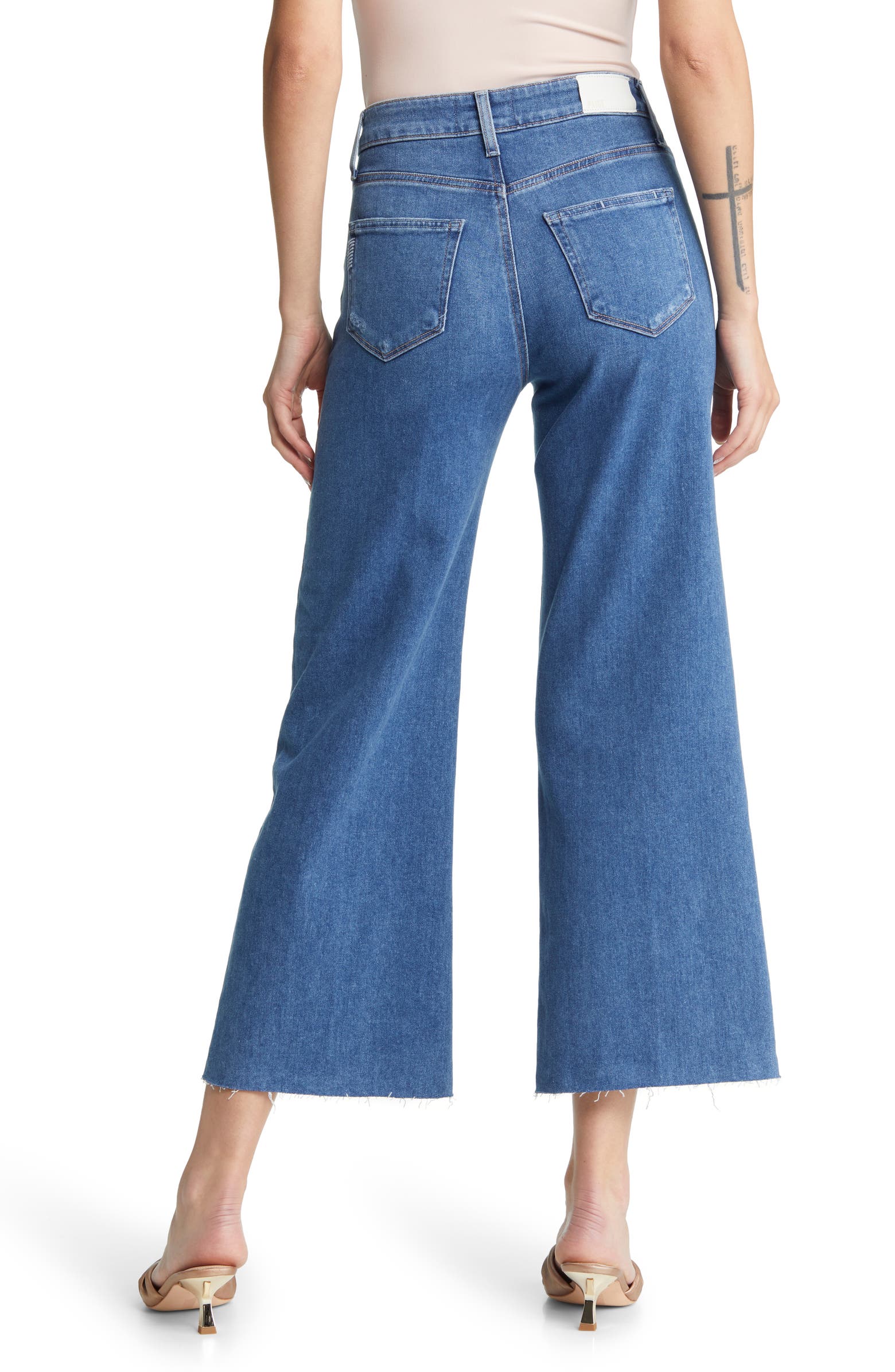 PAIGE Anessa Raw Hem Wide Leg Jeans | Nordstrom
