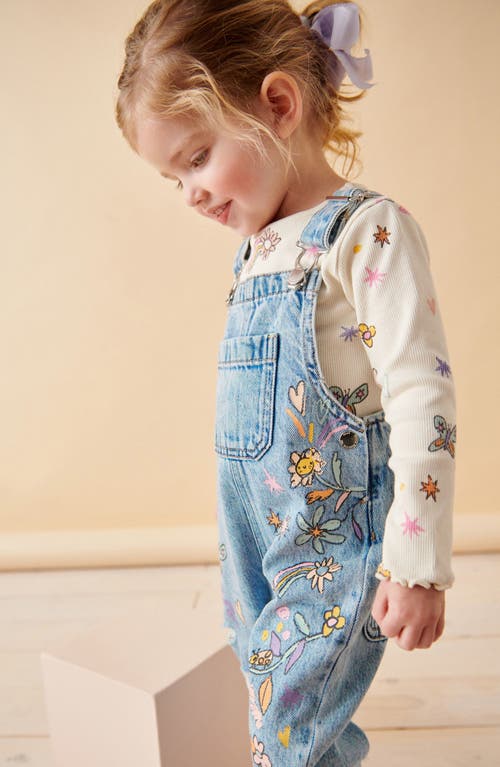 Shop Next Kids' Graphic Top & Denim Overalls Set In Ivory