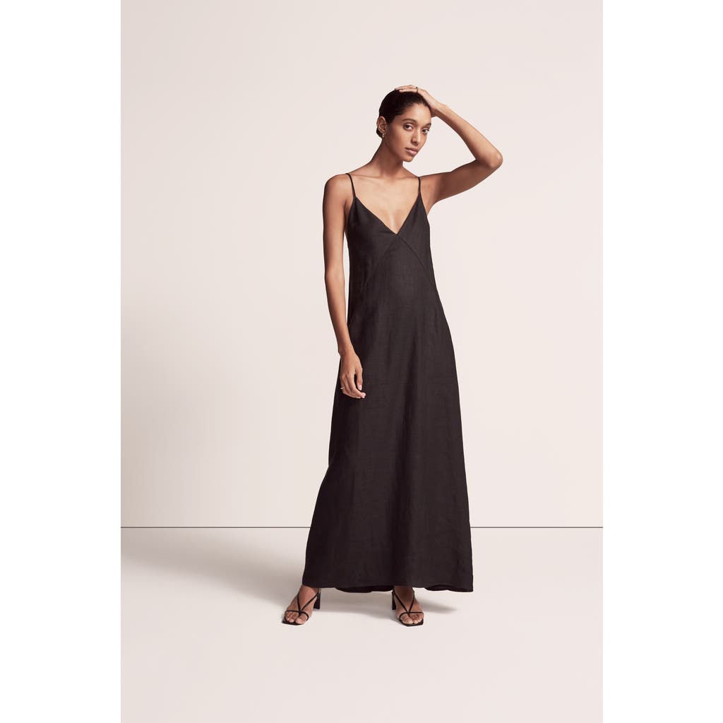 Another Tomorrow Seamed Slip Dress In Black